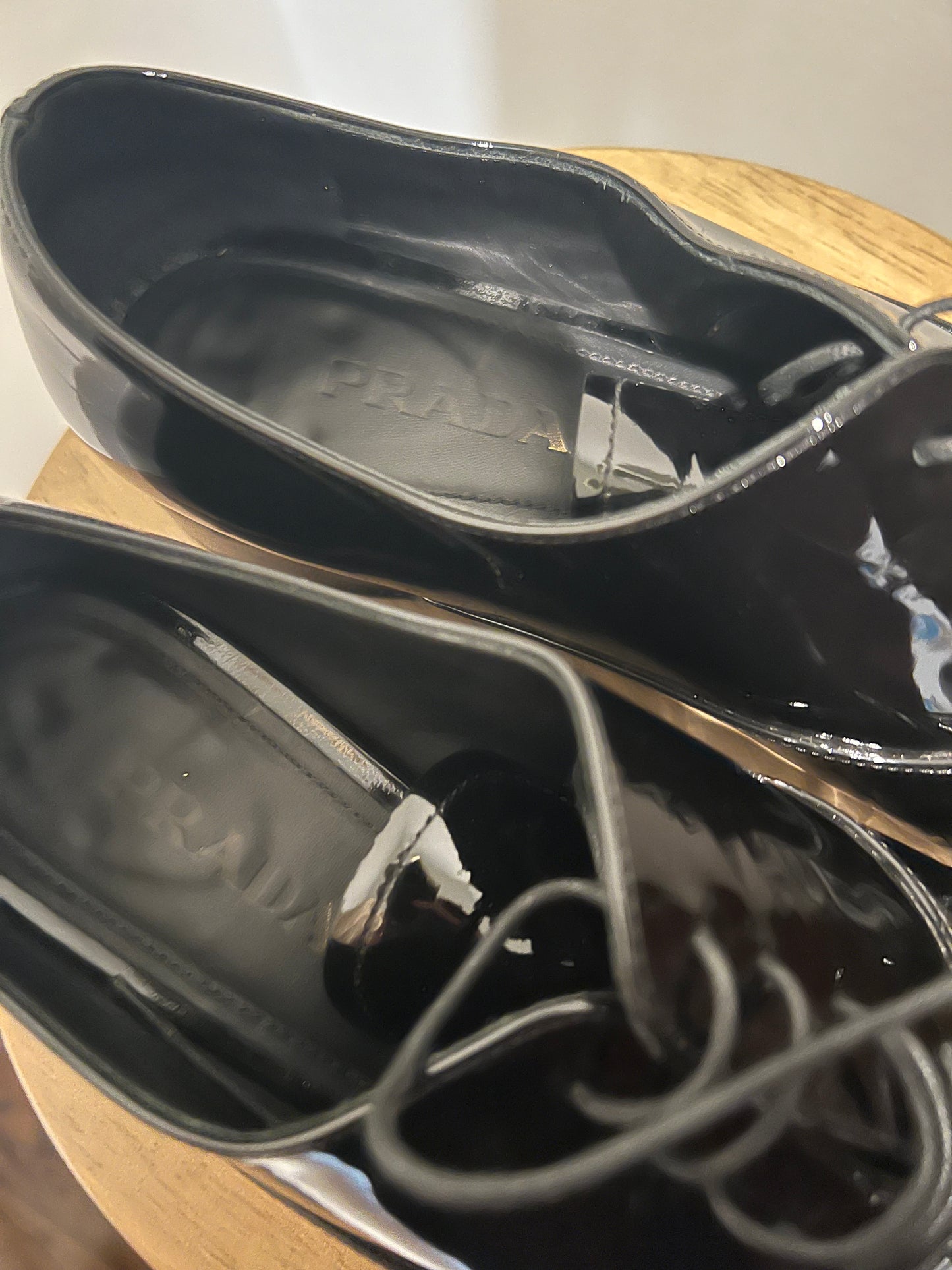 Prada Women's Patent Leather Lace Ups