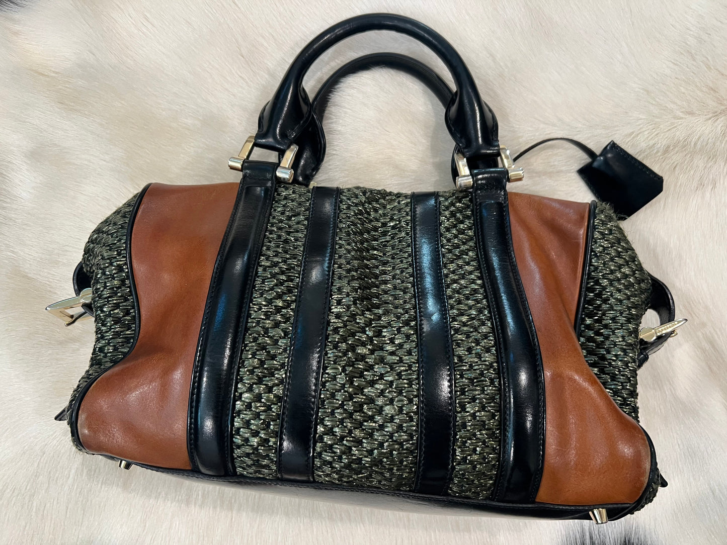 Burberry Prorsum Runway Raffia Boston Bag