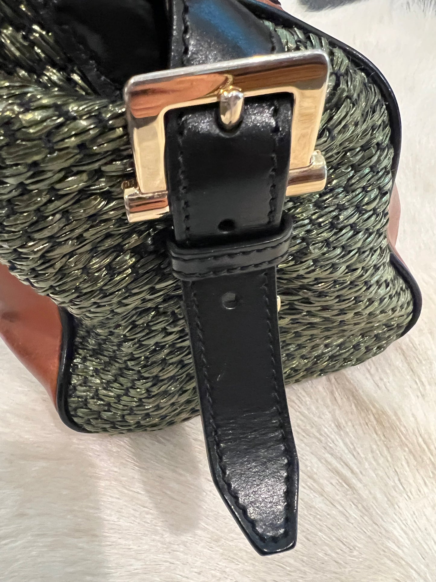 Burberry Prorsum Runway Raffia Boston Bag