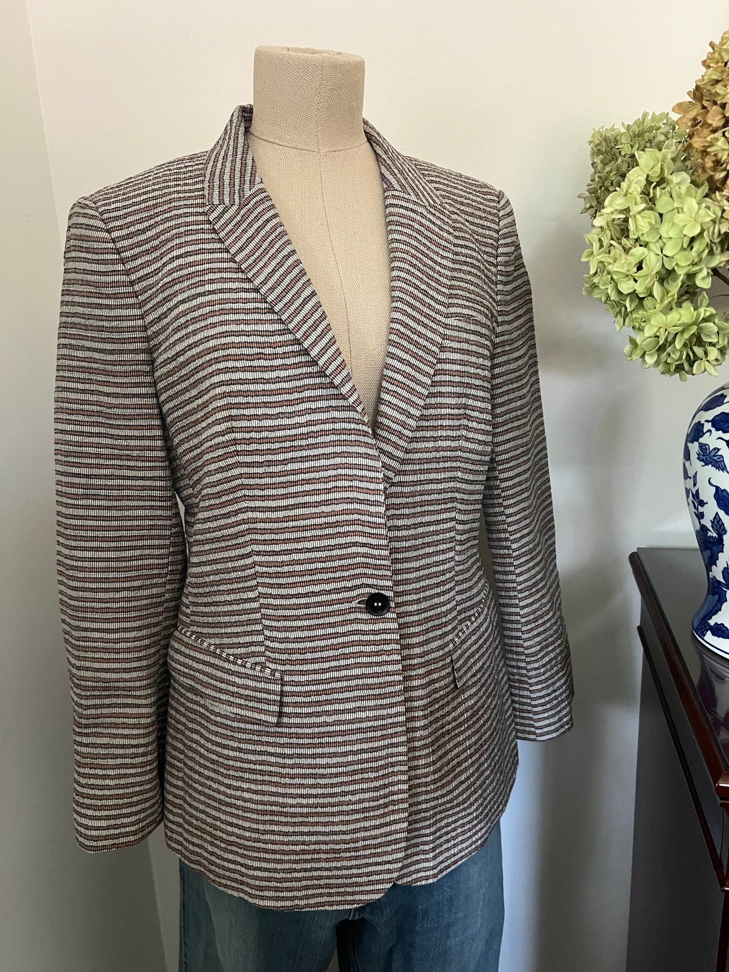 Burberry Prorsum Women's Cotton Silk Seersucker Blazer