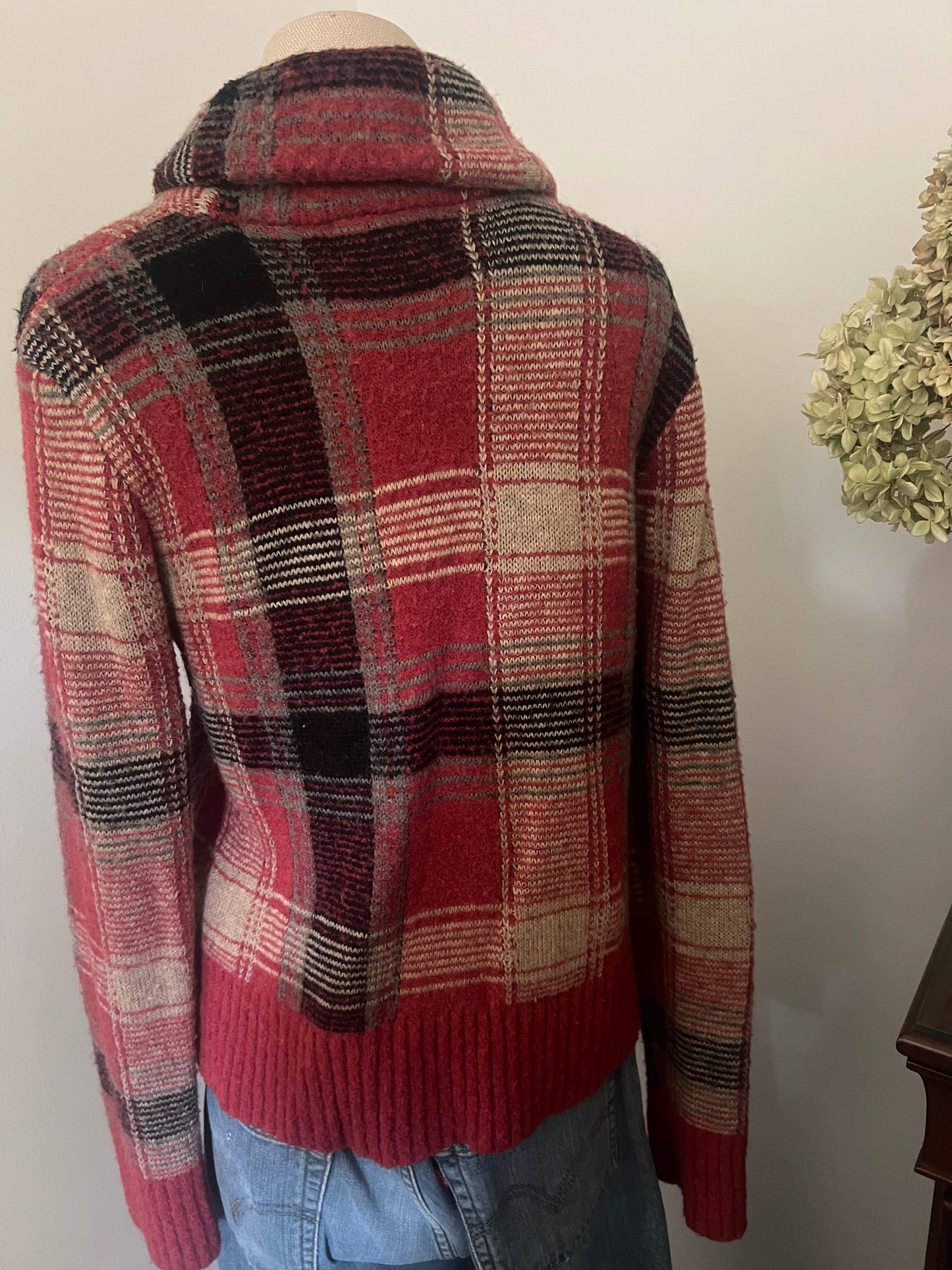 Vintage Denim & Supply Ralph Lauren Women's Plaid Intarsia Cardigan