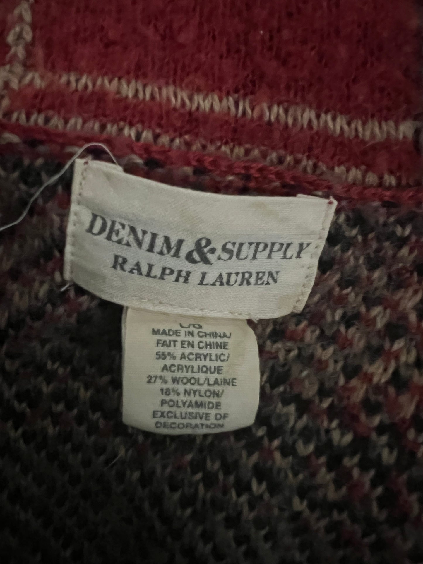 Vintage Denim & Supply Ralph Lauren Women's Plaid Intarsia Cardigan