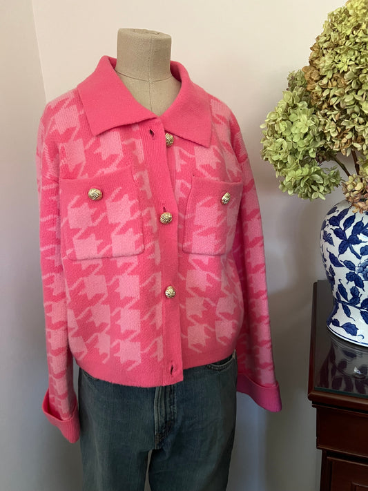English Factory Women's Houndstooth Cardigan