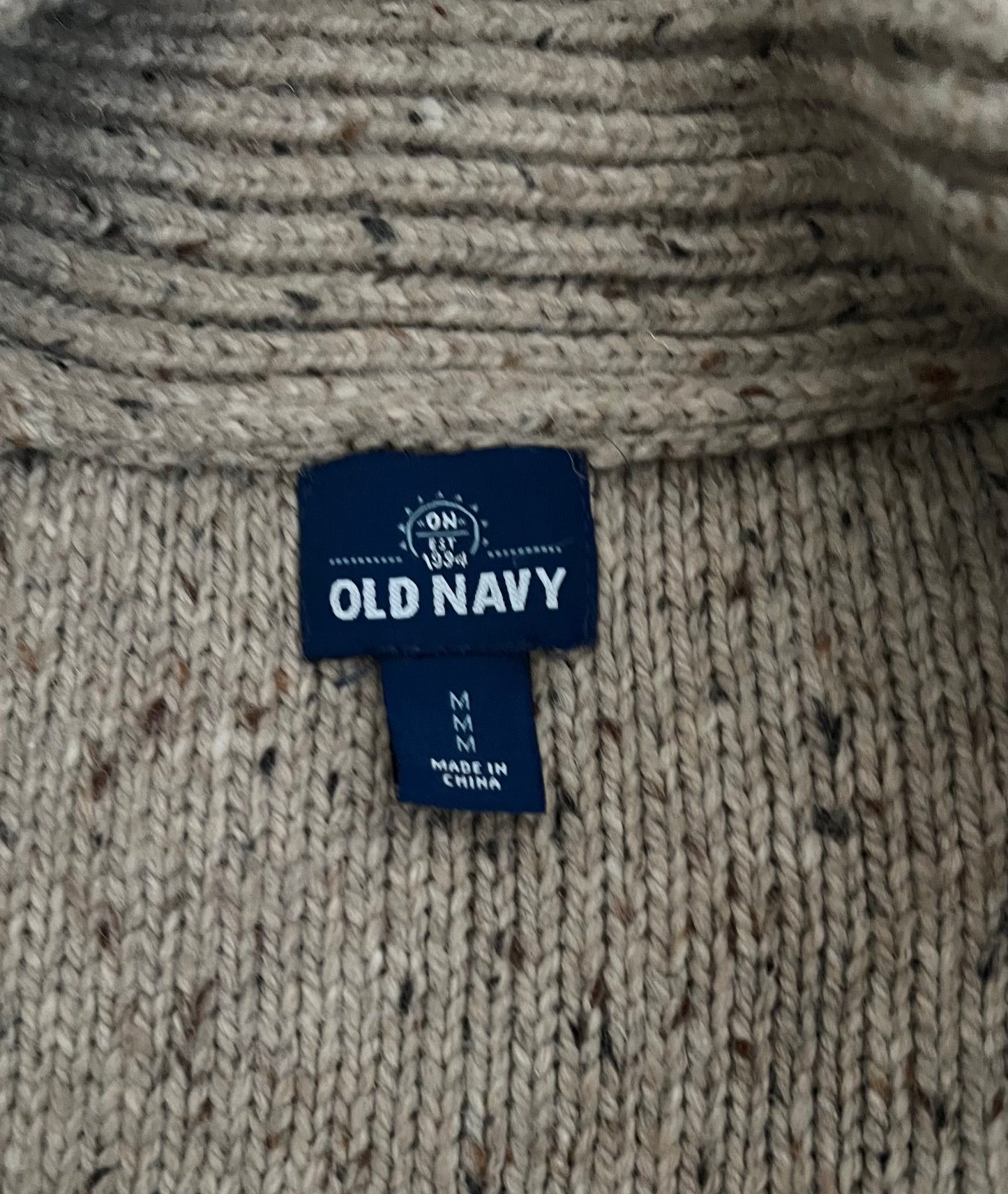 Old Navy Wool Blend Donegal Shawl Collar Sweater