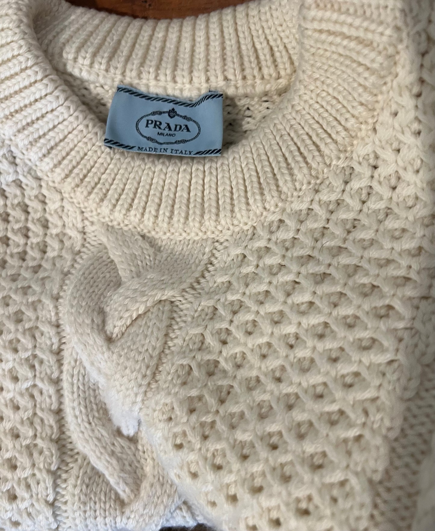 Prada Cable Fisherman Sweater 100% Virgin Wool