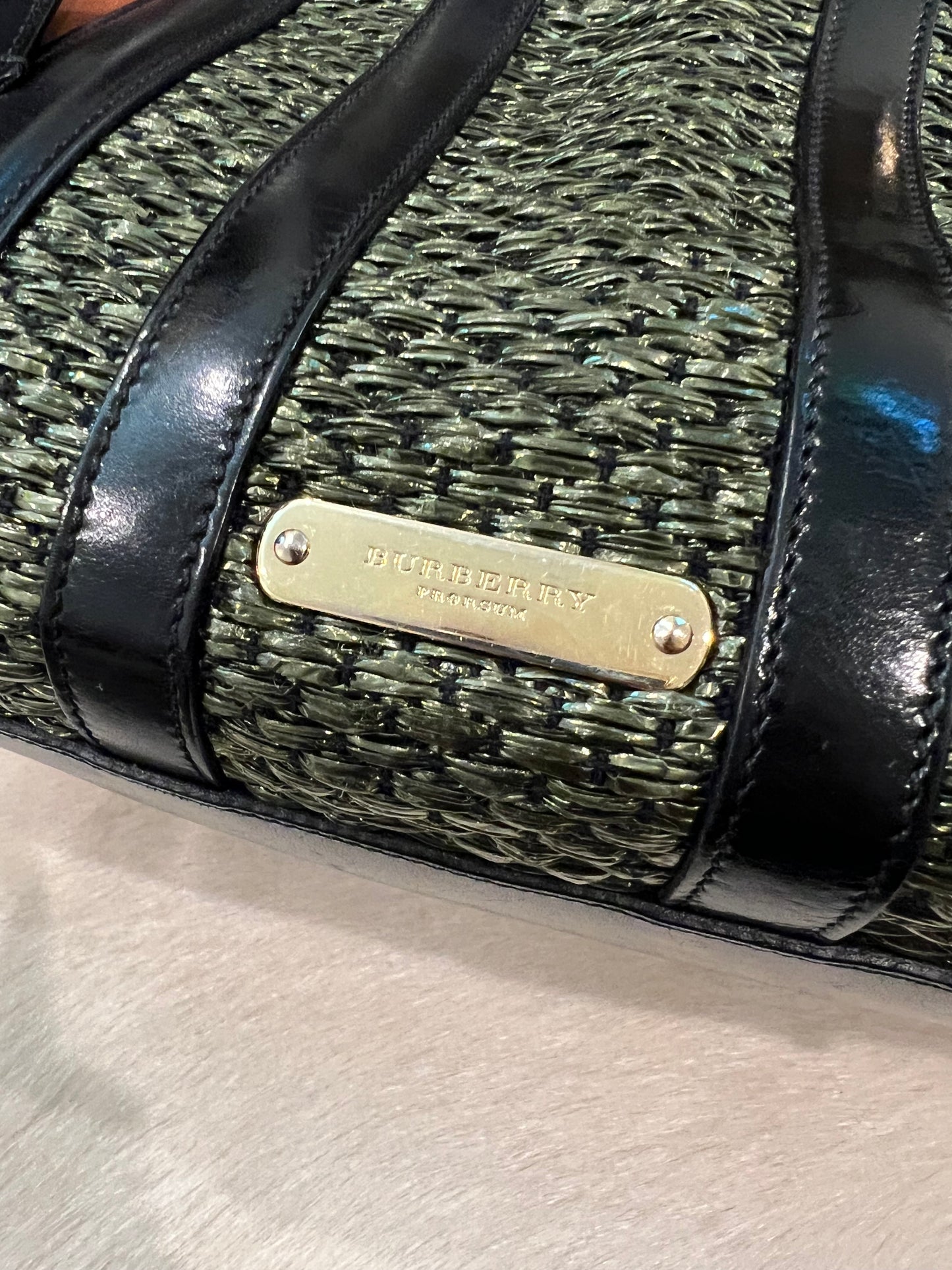 Burberry Prorsum Runway Raffia Boston Bag
