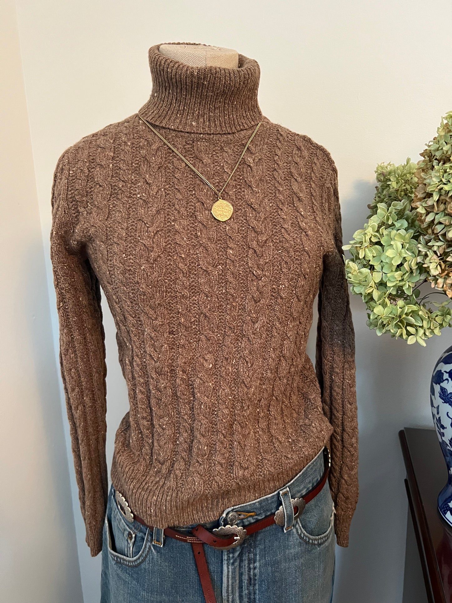 Lauren by Ralph Lauren 100% Merino Wool Cable Knit Sweater