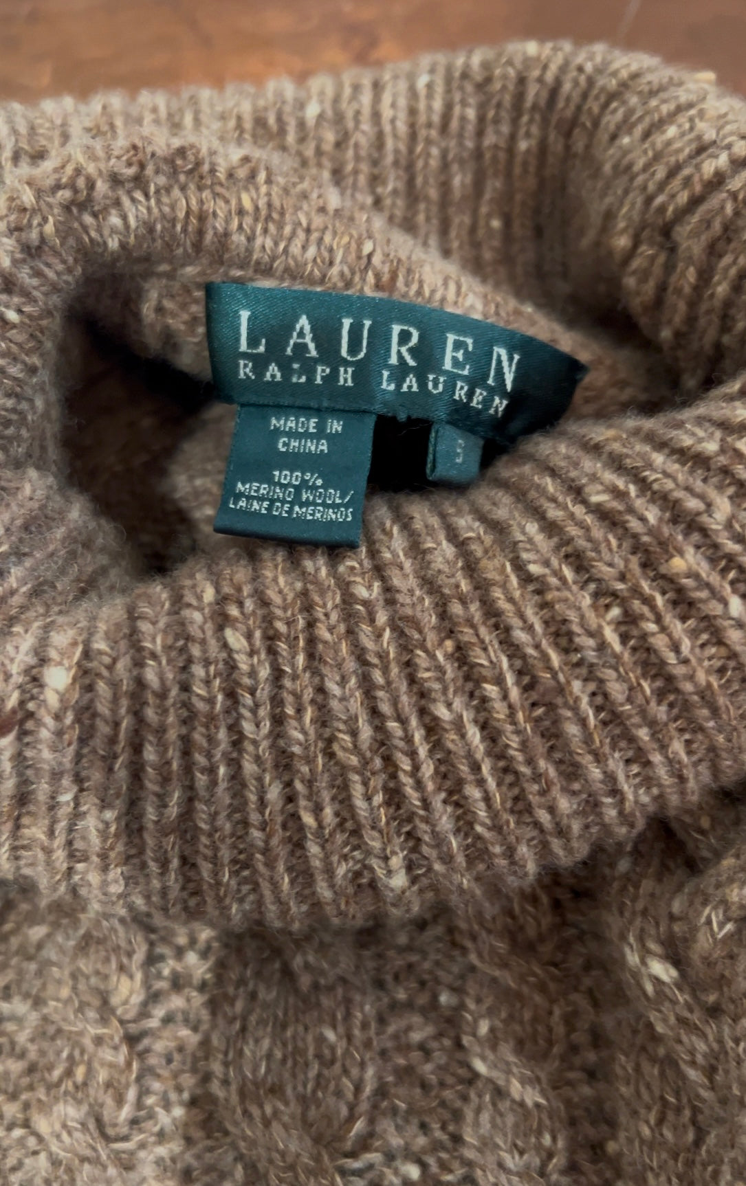 Lauren by Ralph Lauren 100% Merino Wool Cable Knit Sweater