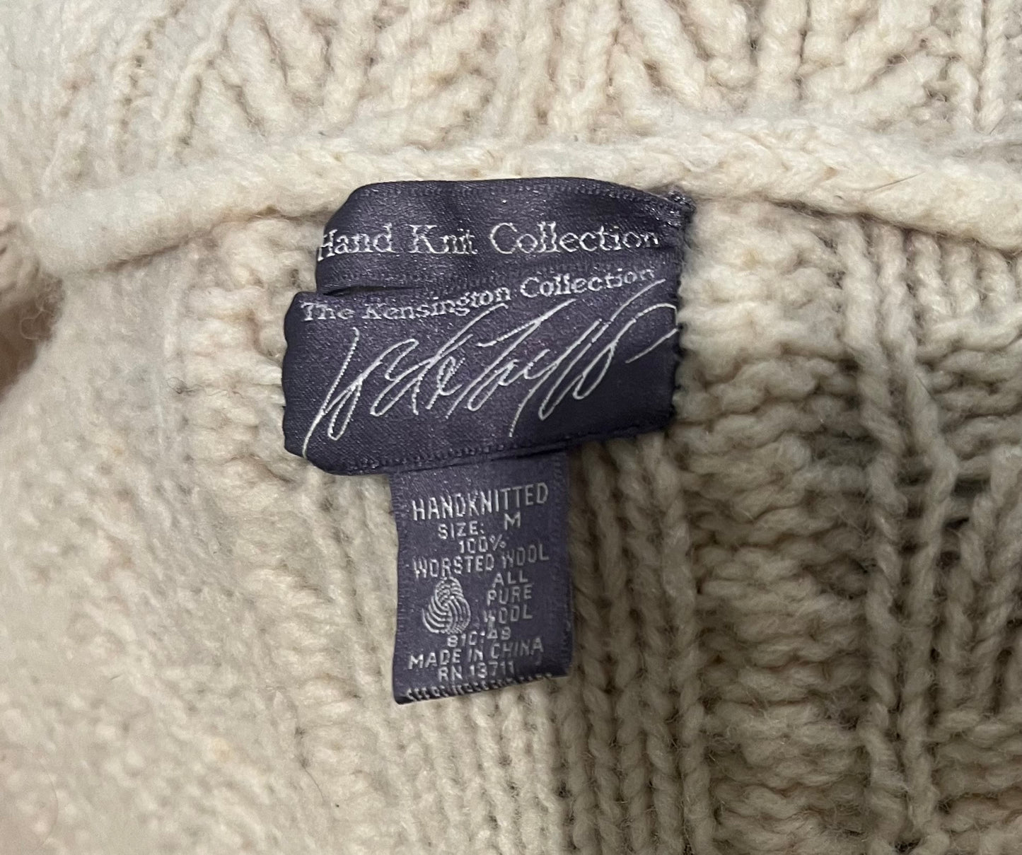 Vintage Lord & Taylor Women's Hand Knit Wool Cable Cardigan